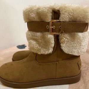 Tan and Cream Fur-Lined Boots